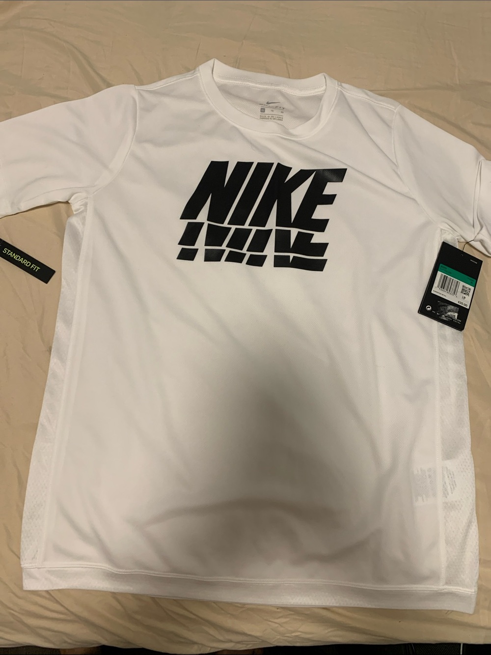 Nike White Short Sleeve Logo Athletic Tee